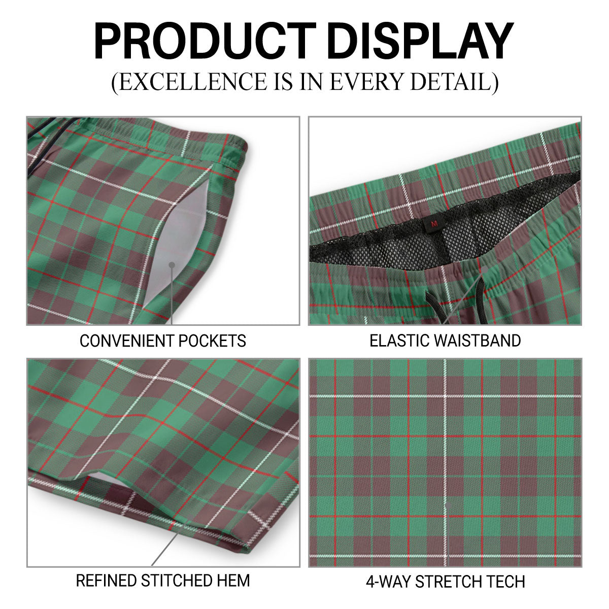 MacKinnon Hunting Ancient Tartan Crest Men's Beach Shorts