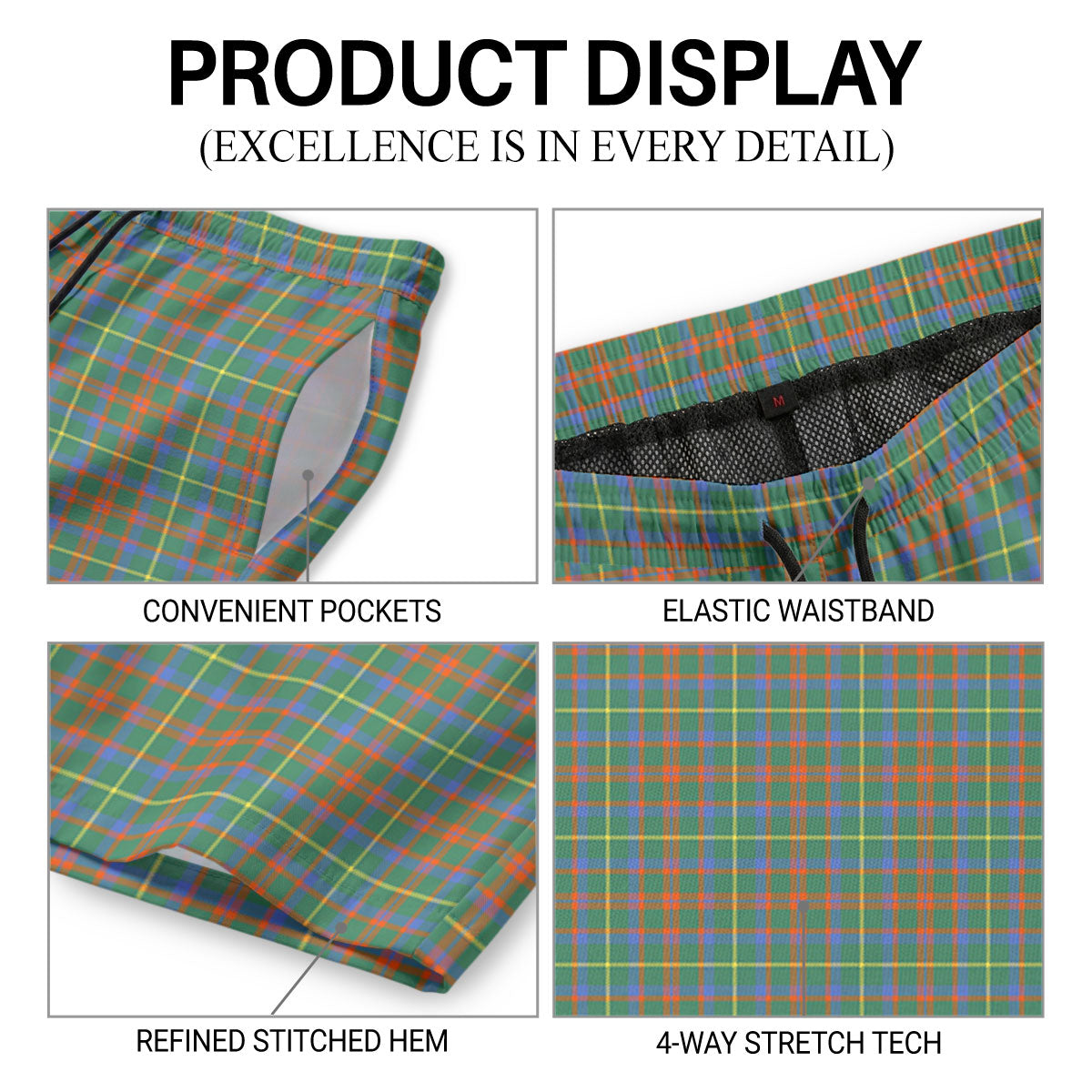 MacKintosh Hunting Ancient Tartan Crest Men's Beach Shorts