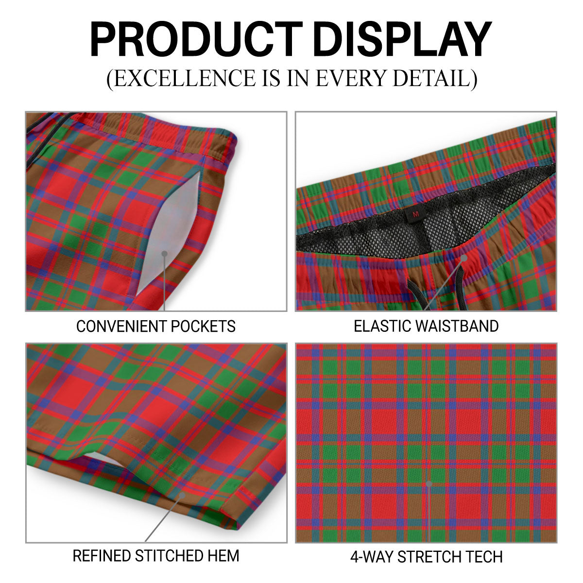 MacKintosh Modern Tartan Crest Men's Beach Shorts