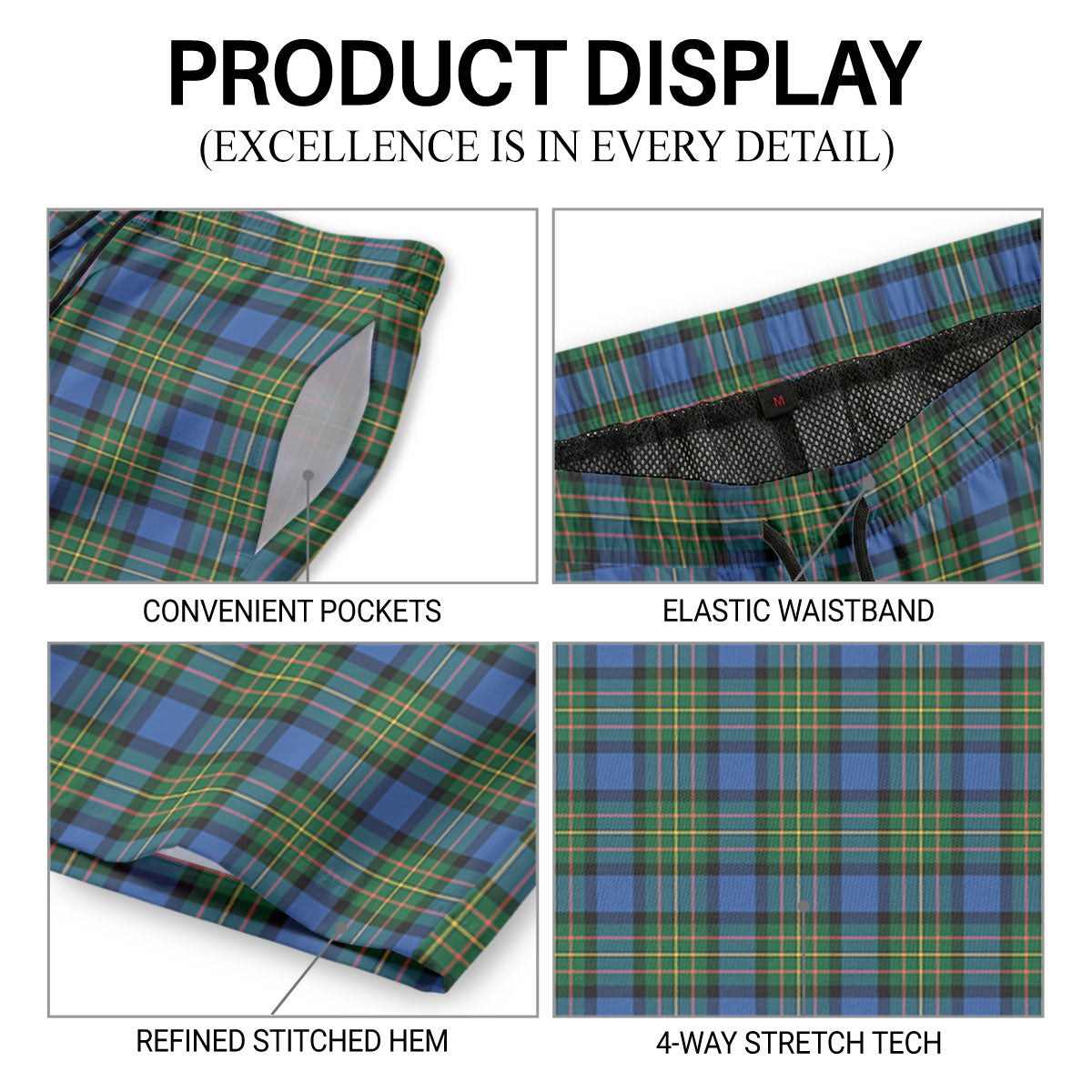 MacLaren Ancient Tartan Crest Men's Beach Shorts