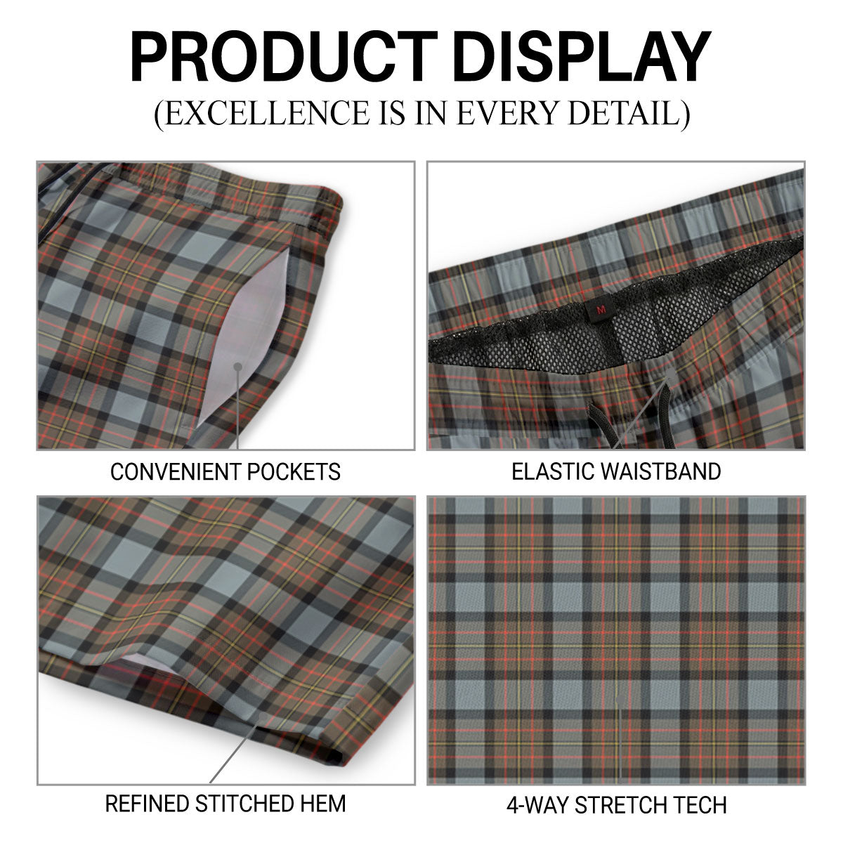 MacLaren Weathered Tartan Crest Men's Beach Shorts