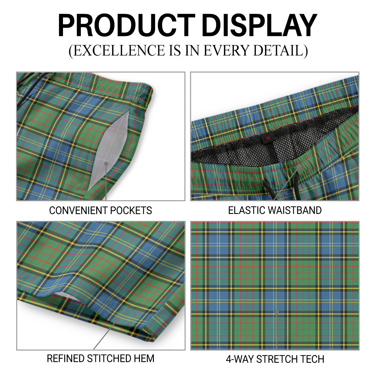 MacMillan Hunting Ancient Tartan Crest Men's Beach Shorts