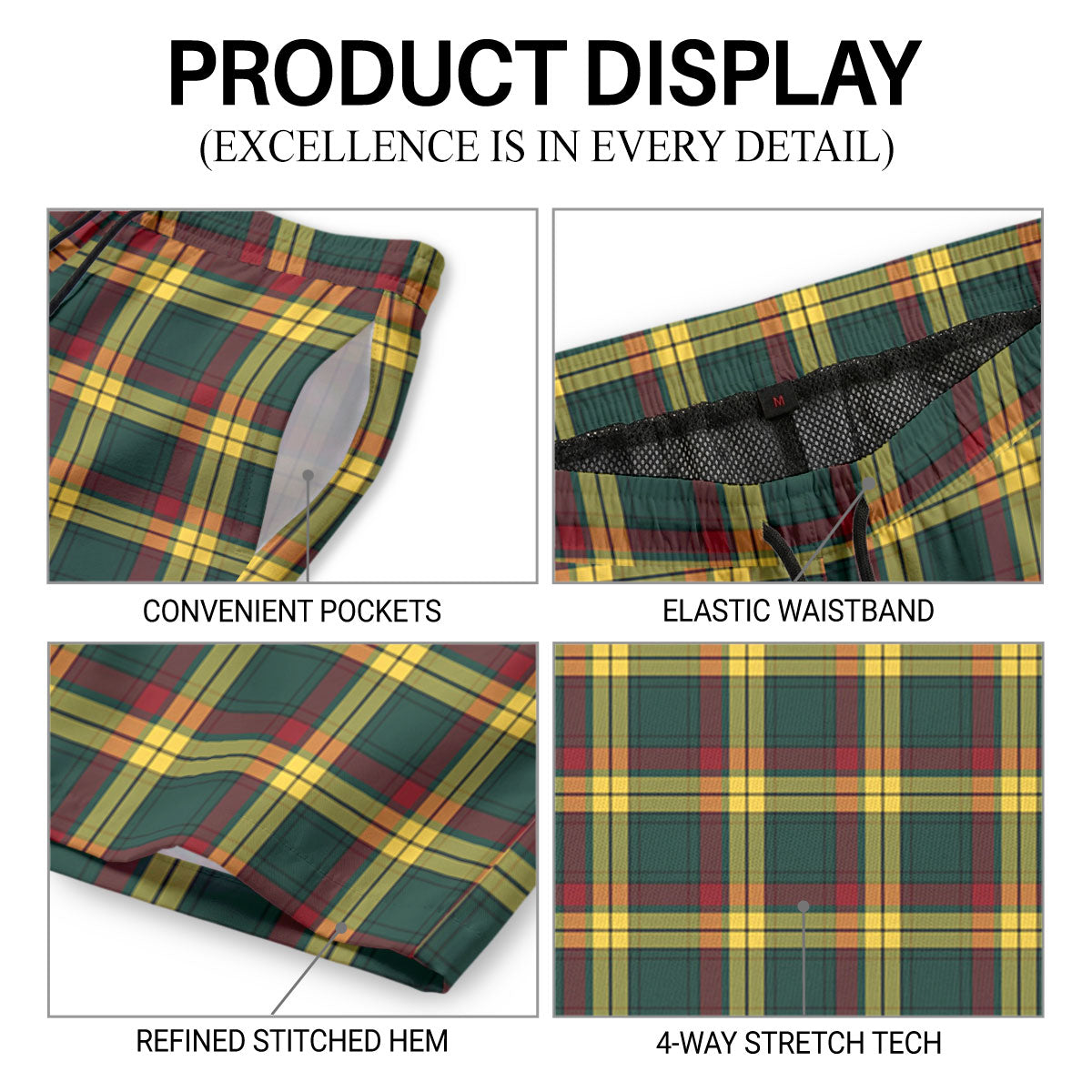 MacMillan Old Modern Tartan Crest Men's Beach Shorts
