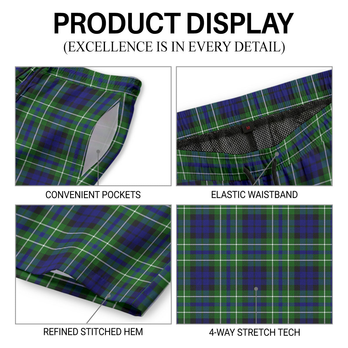 MacNeil of Colonsay Modern Tartan Crest Men's Beach Shorts