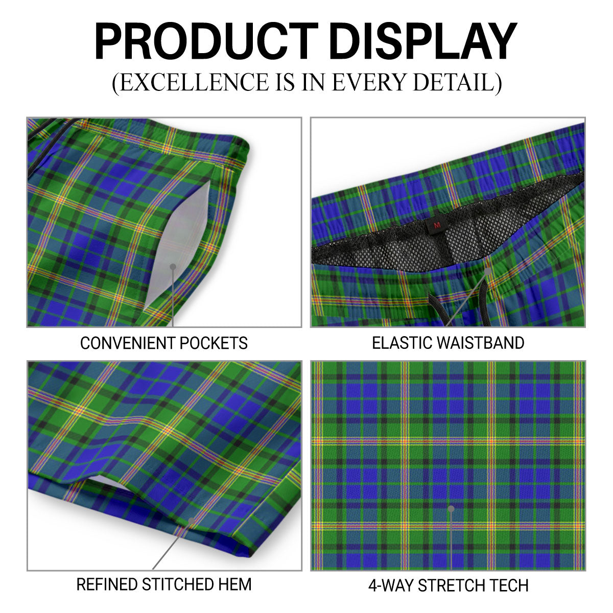 Maitland Tartan Crest Men's Beach Shorts