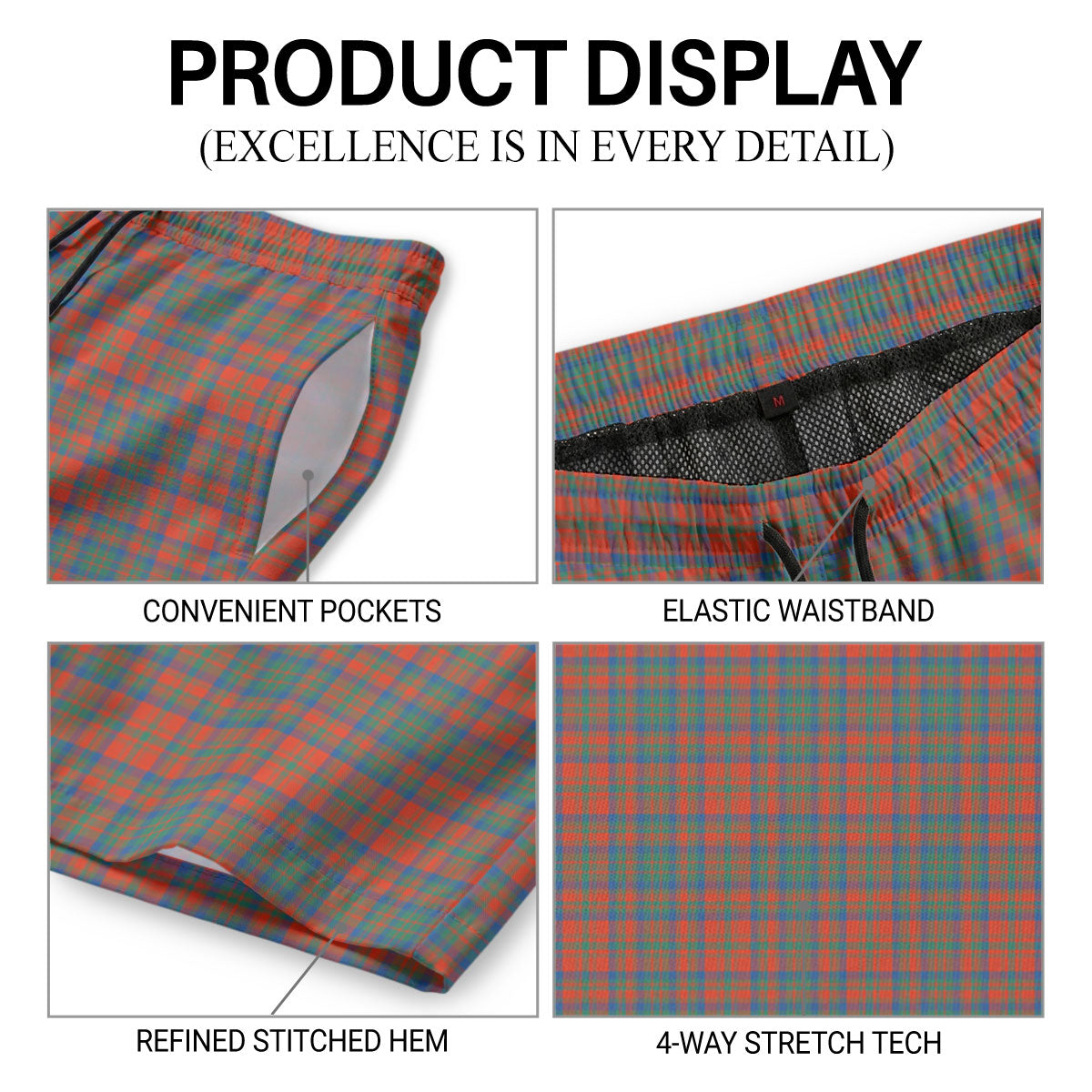 Matheson Ancient Tartan Crest Men's Beach Shorts