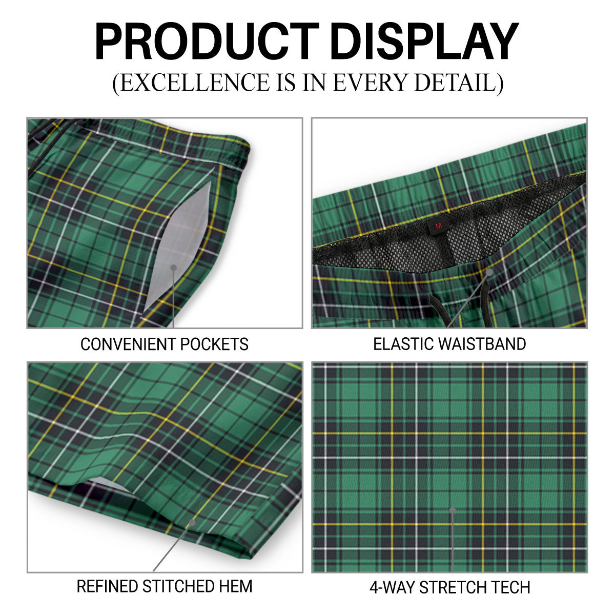 McAlpine Ancient Tartan Crest Men's Beach Shorts