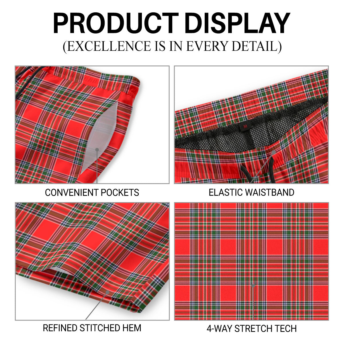 McBain Tartan Crest Men's Beach Shorts