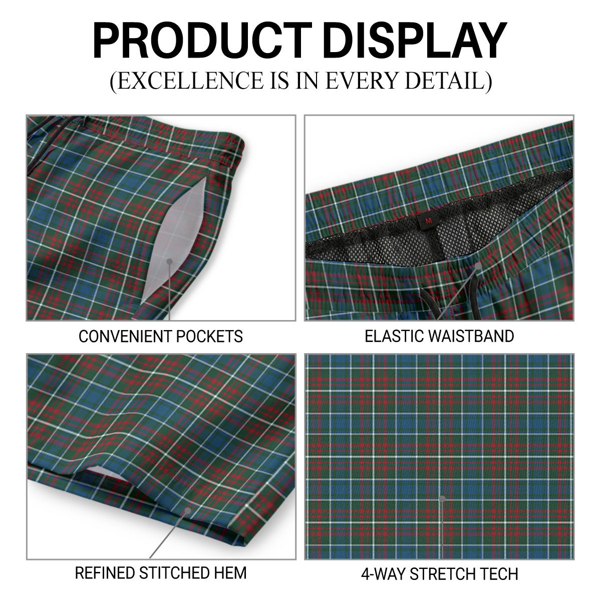 McConnell Tartan Crest Men's Beach Shorts
