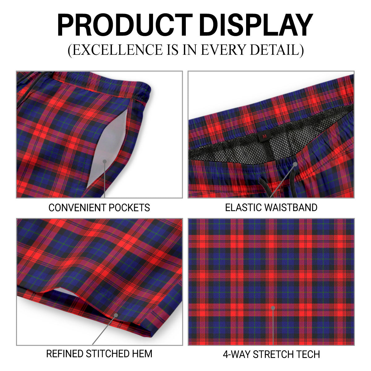 McCracken Tartan Crest Men's Beach Shorts