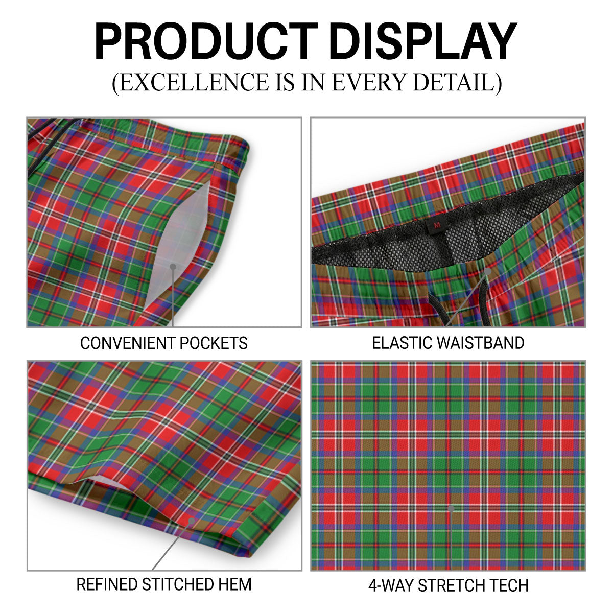 McCulloch Tartan Crest Men's Beach Shorts