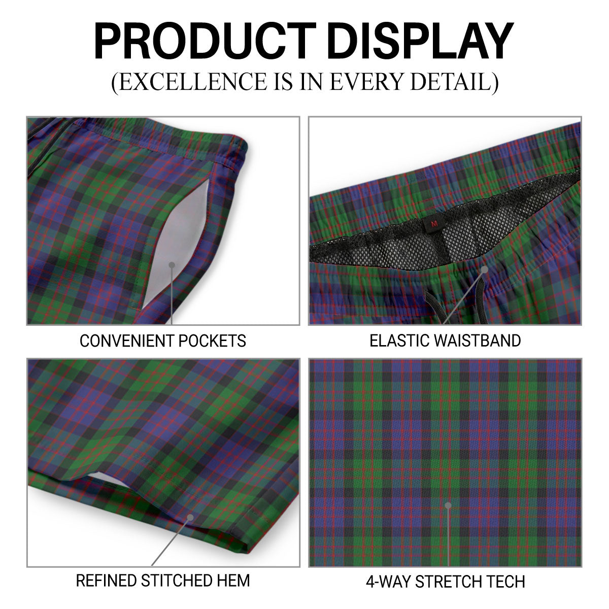 McDonald Tartan Crest Men's Beach Shorts