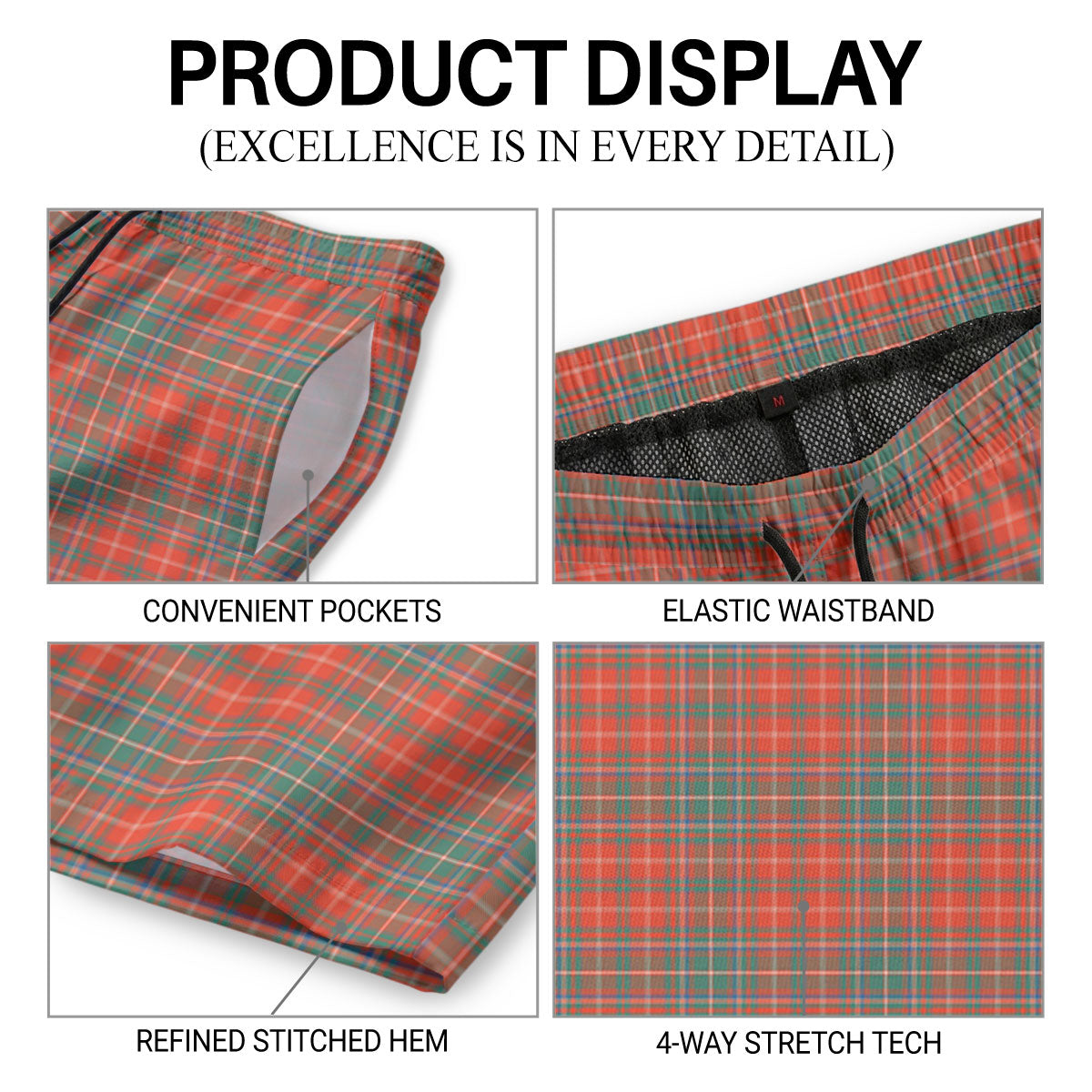 McDougall Ancient Tartan Crest Men's Beach Shorts