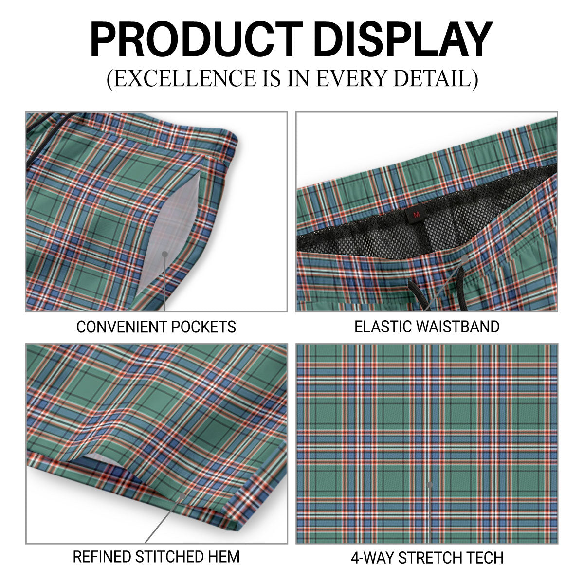 McFarlane Hunting Ancient Tartan Crest Men's Beach Shorts
