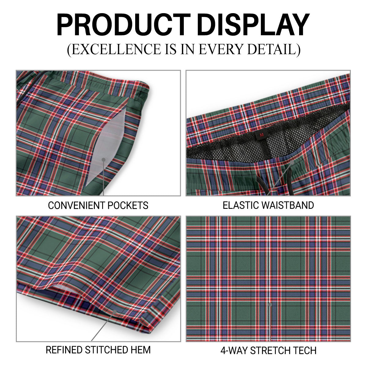 McFarlane Hunting Modern Tartan Crest Men's Beach Shorts