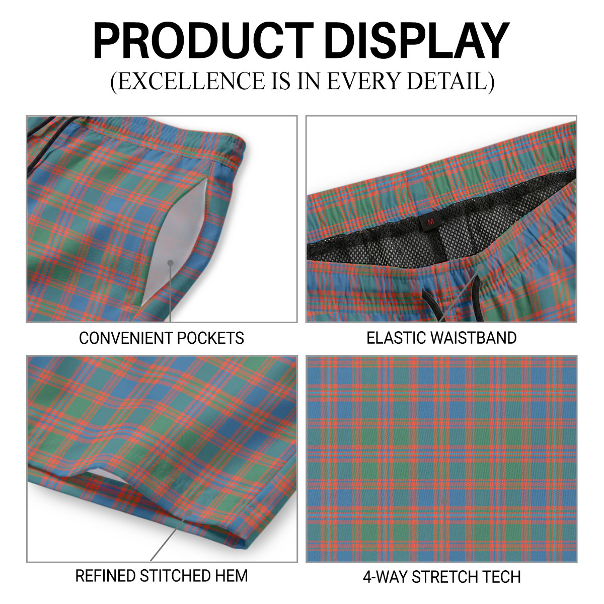 McIntyre Ancient Tartan Crest Men's Beach Shorts