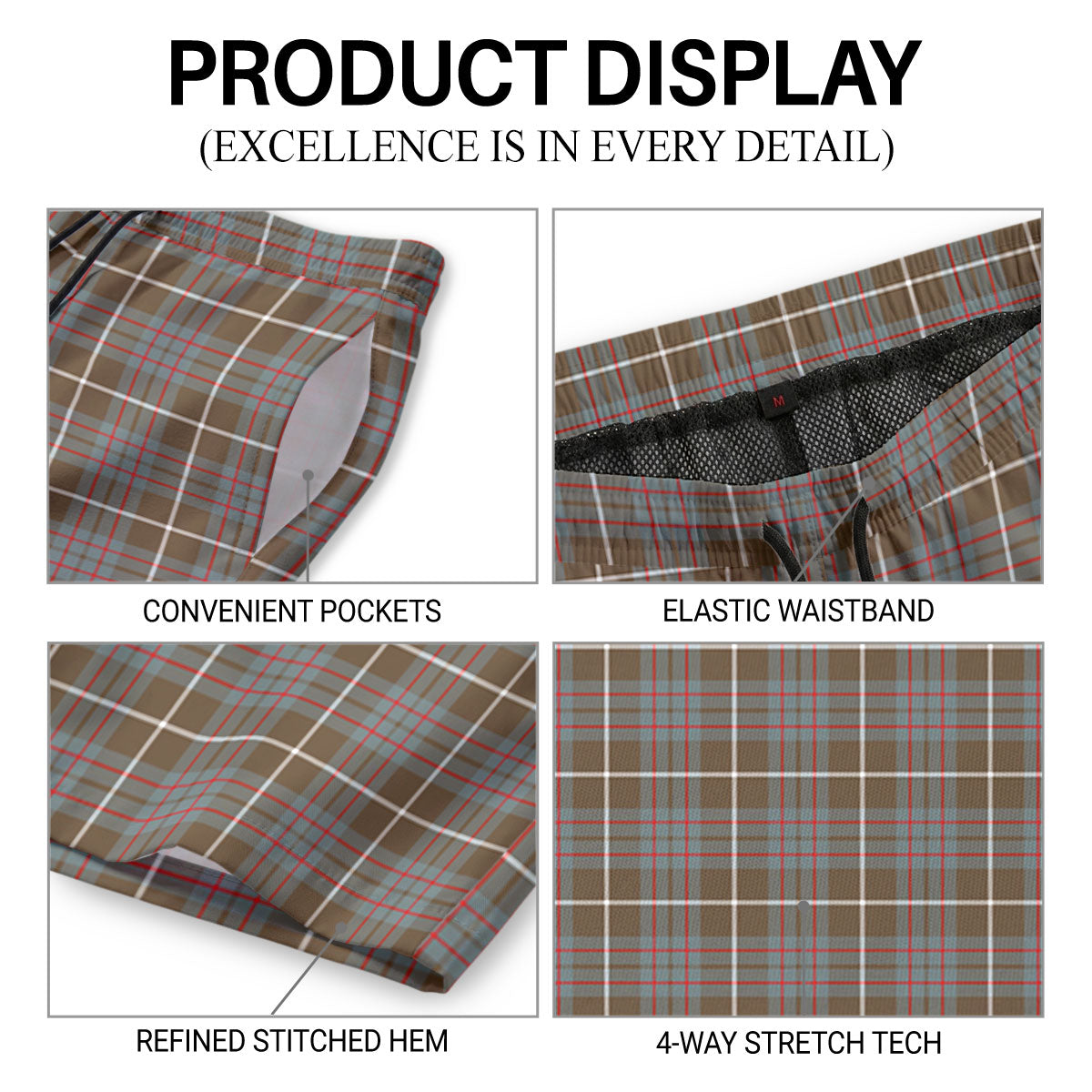 McIntyre Hunting Weathered Tartan Crest Men's Beach Shorts