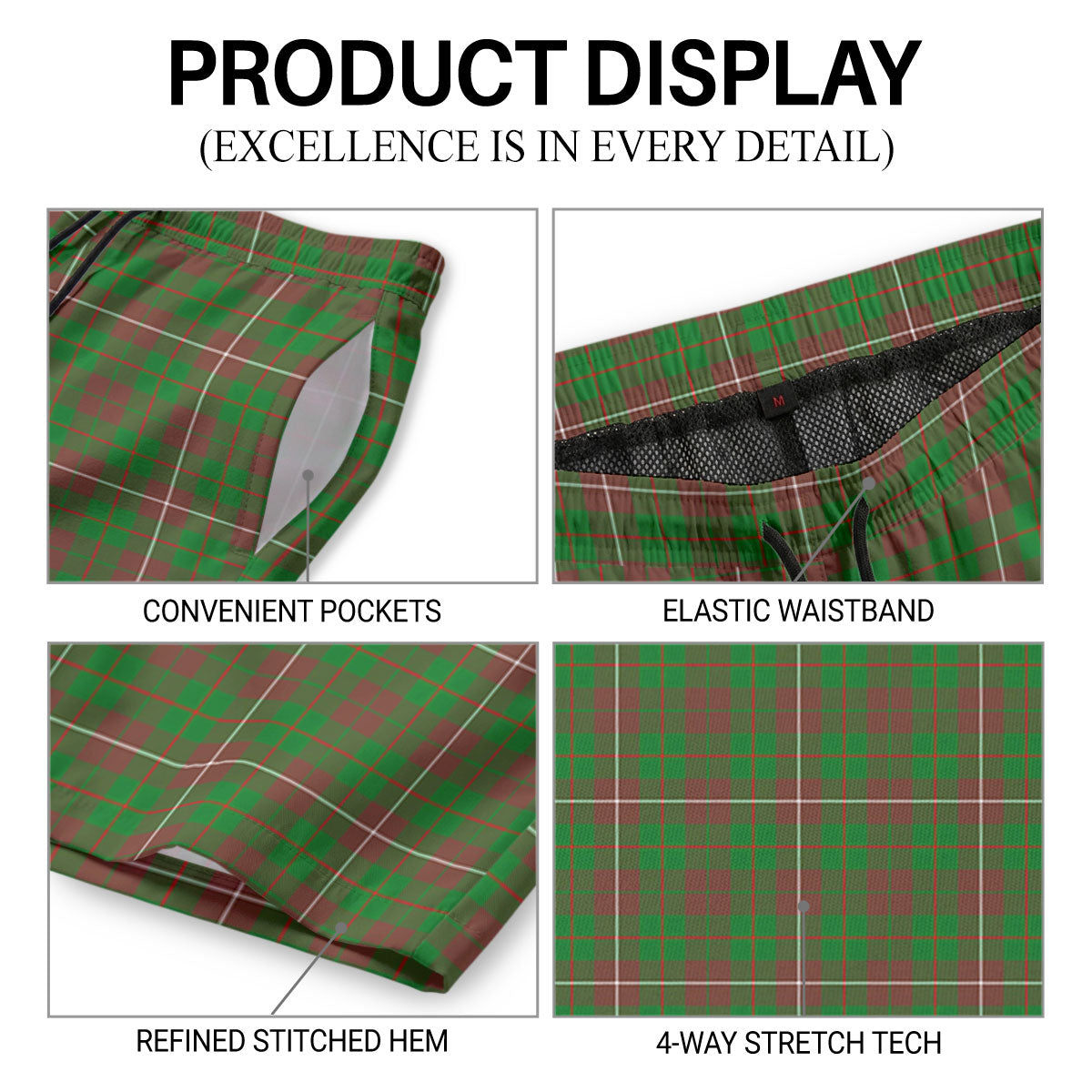 McKinnon Hunting Modern Tartan Crest Men's Beach Shorts