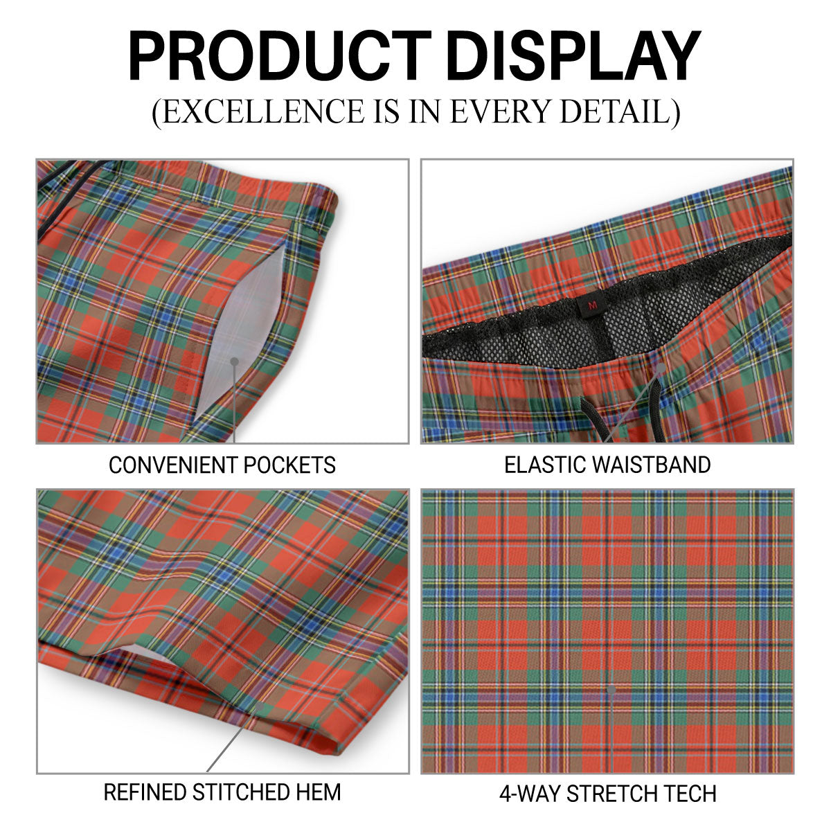 McLean of Duart Ancient Tartan Crest Men's Beach Shorts