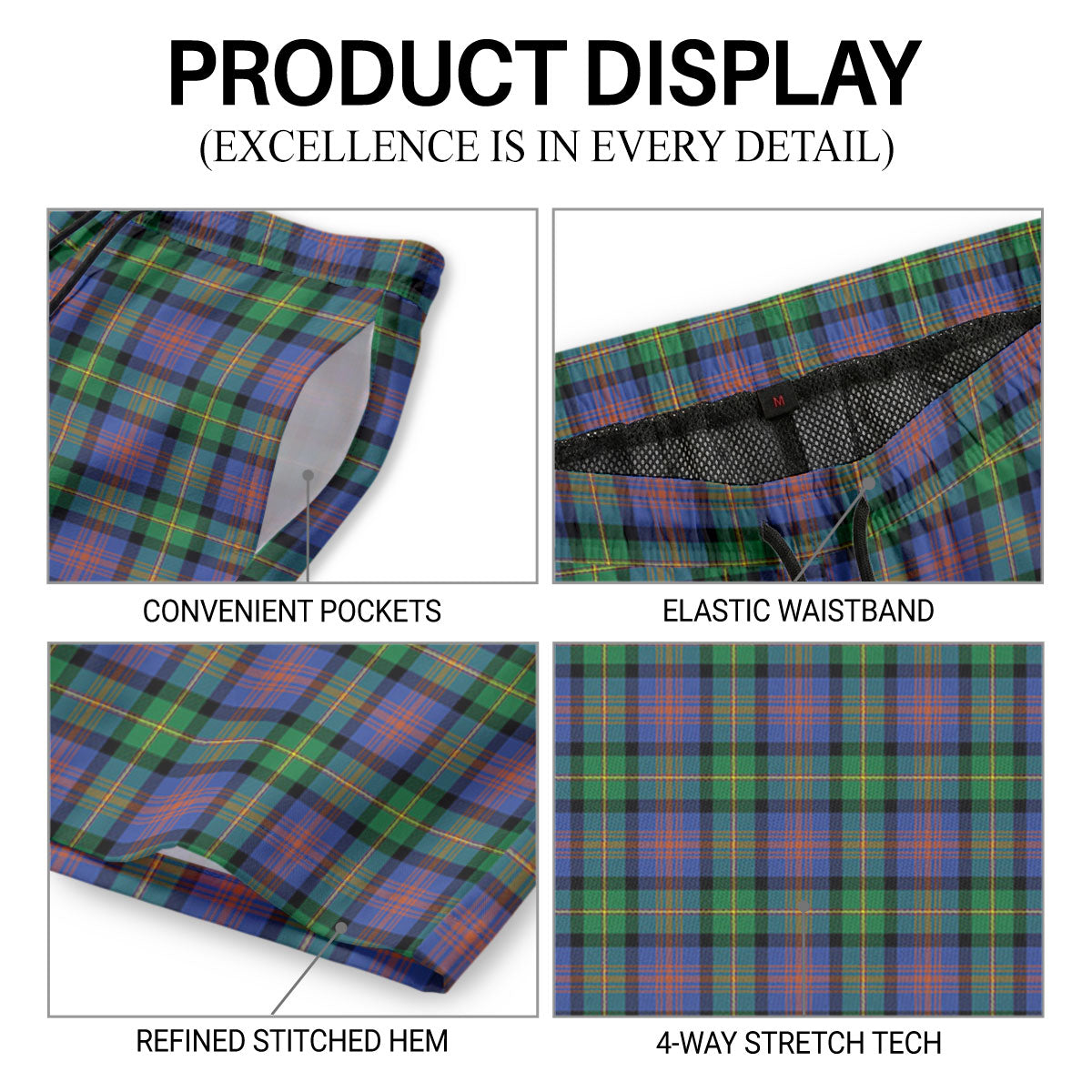 McLennan Ancient Tartan Crest Men's Beach Shorts