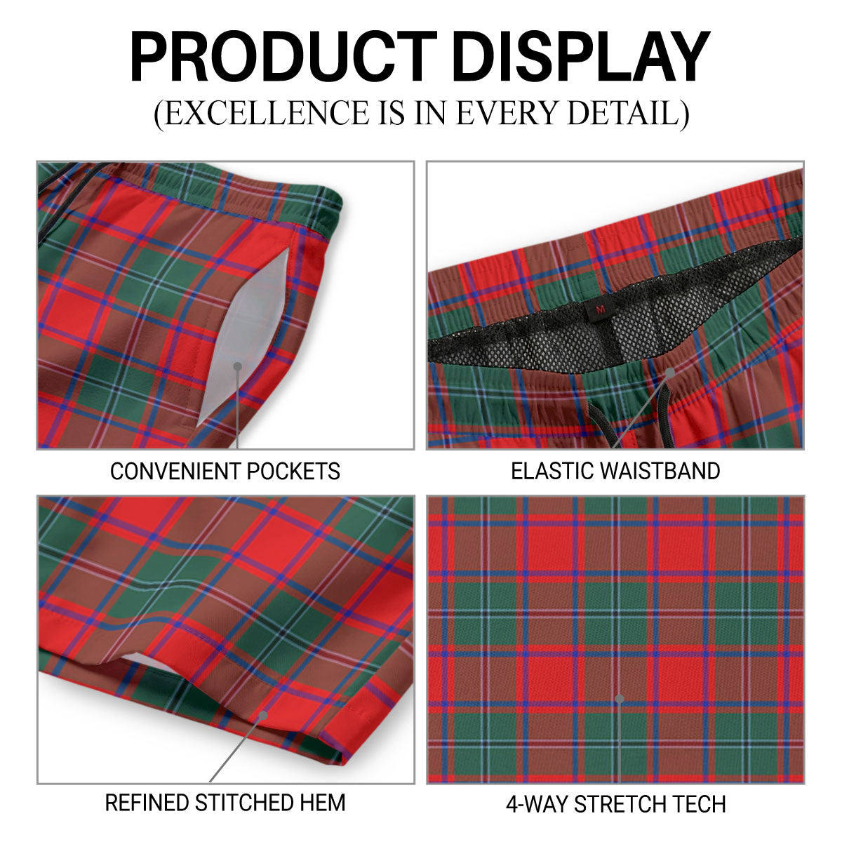 McPhail Clan Tartan Crest Men's Beach Shorts
