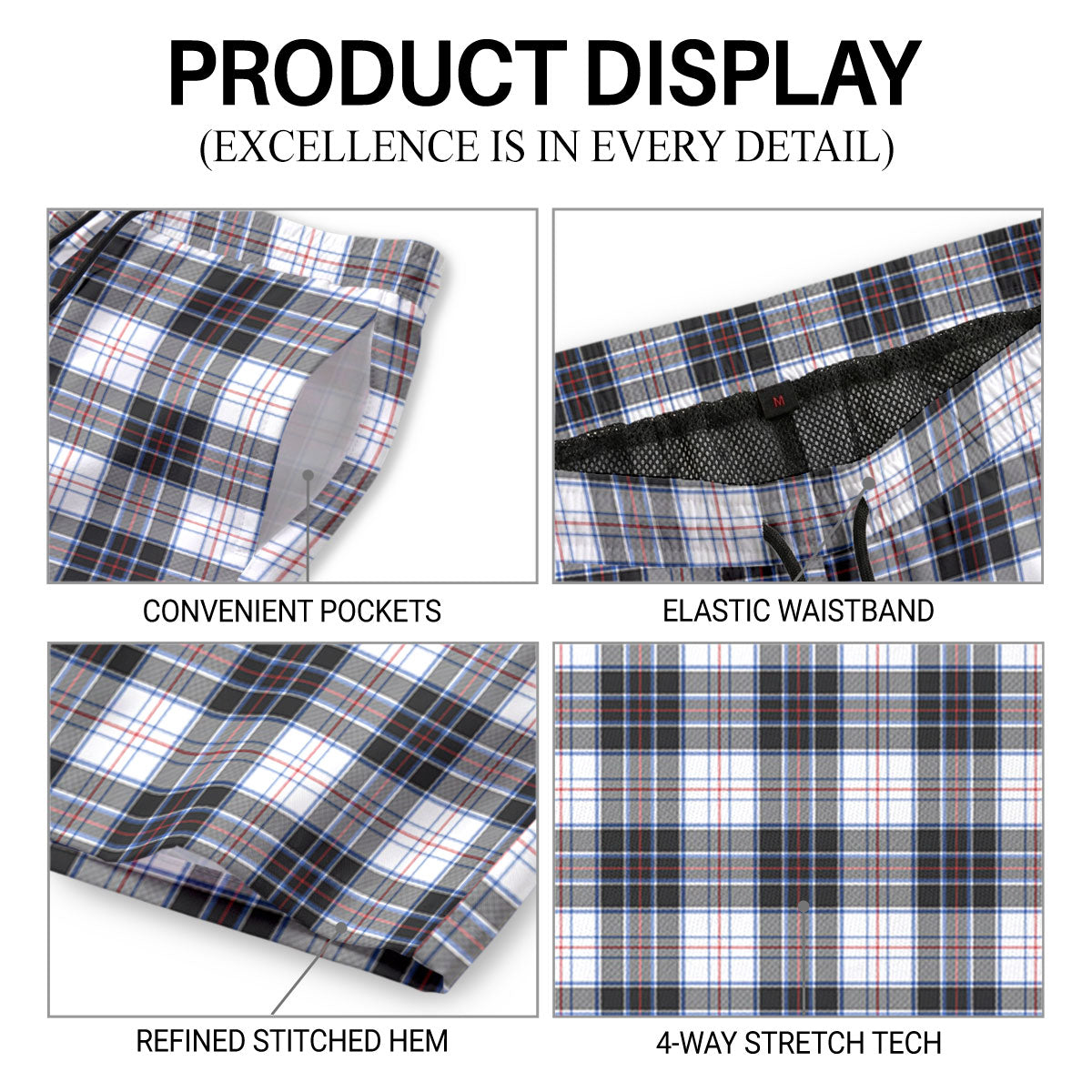 McRae Dress Modern Tartan Crest Men's Beach Shorts