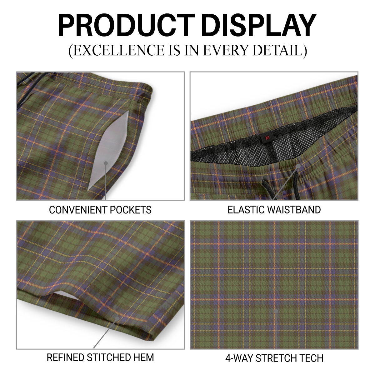 McVicker Tartan Crest Men's Beach Shorts