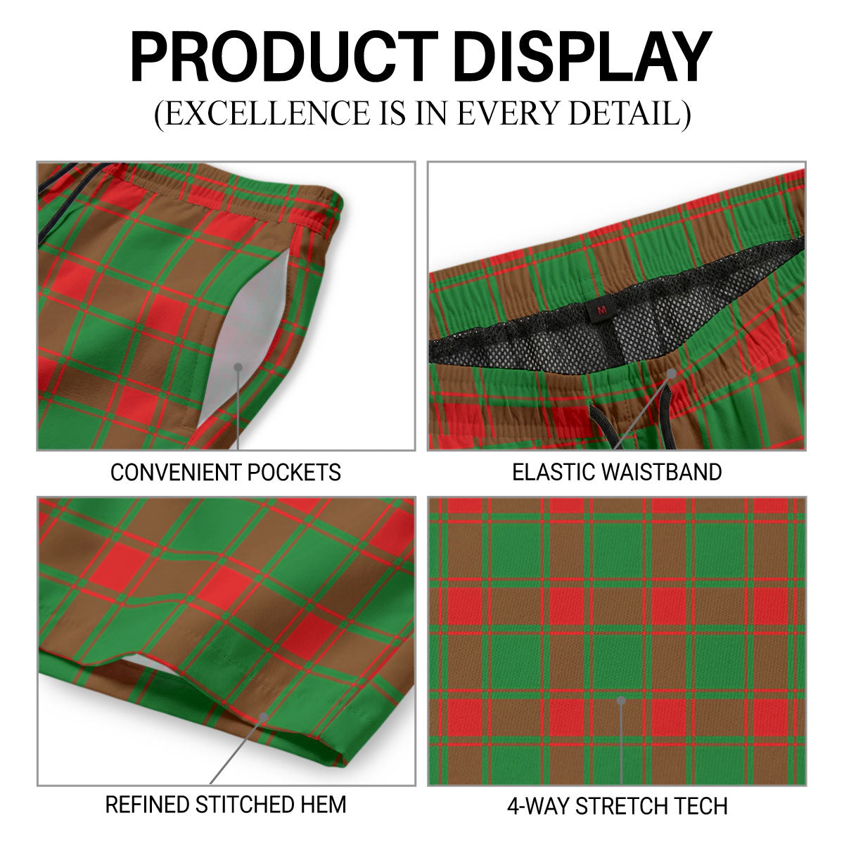 Middleton Modern Tartan Crest Men's Beach Shorts