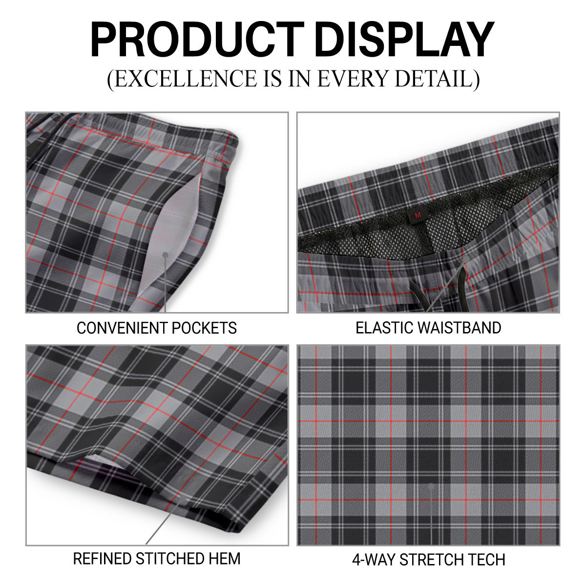 Moffat Modern Tartan Crest Men's Beach Shorts