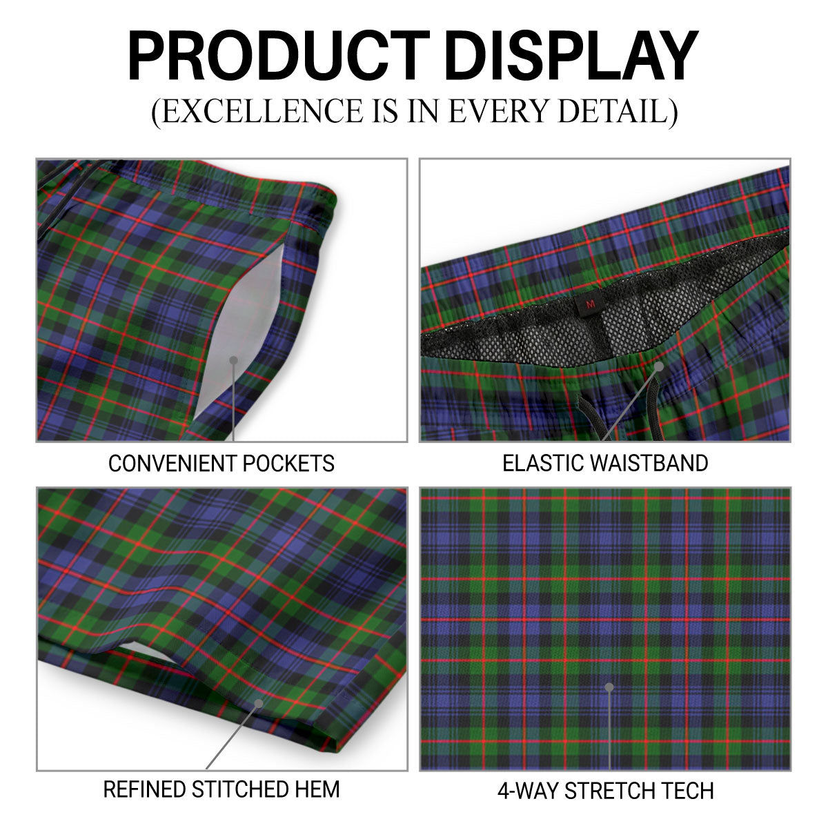 Murray of Atholl Modern Tartan Crest Men's Beach Shorts