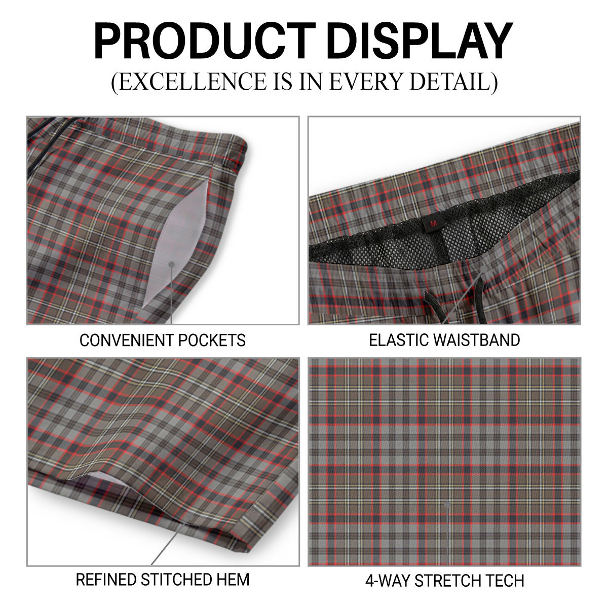 Nicolson Hunting Weathered Tartan Crest Men's Beach Shorts