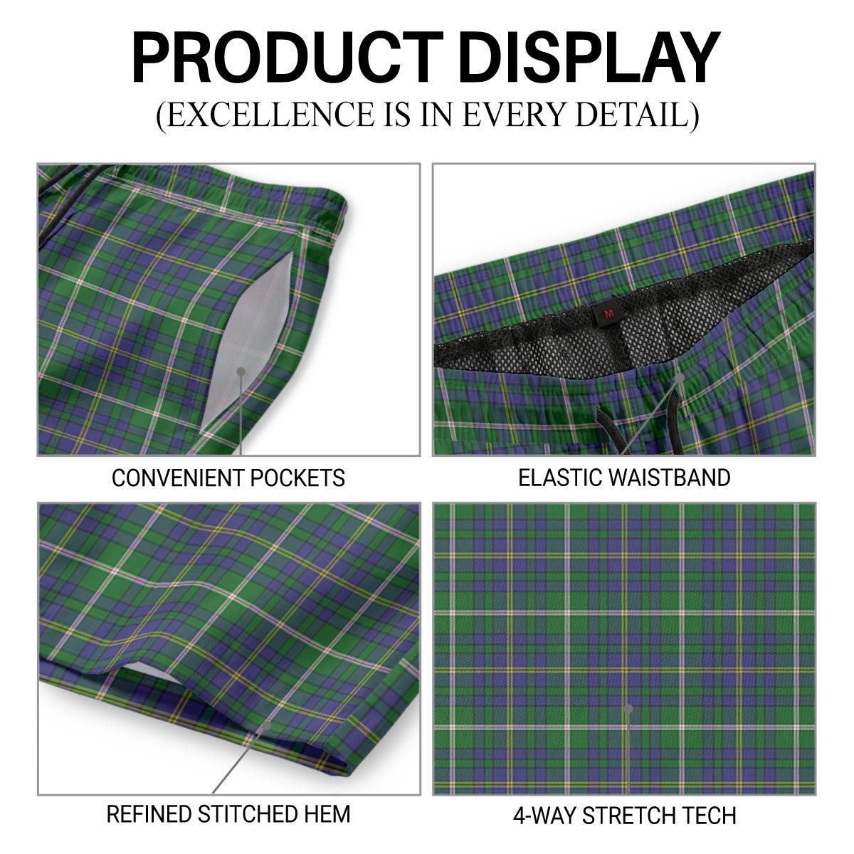 Orr Tartan Crest Men's Beach Shorts