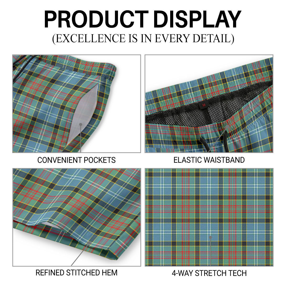 Porterfield Tartan Crest Men's Beach Shorts