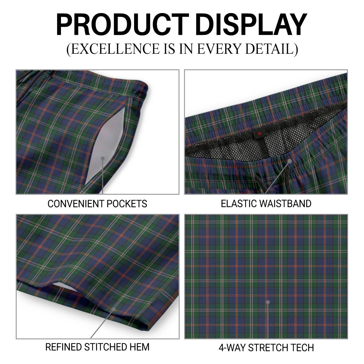 Purves Tartan Crest Men's Beach Shorts