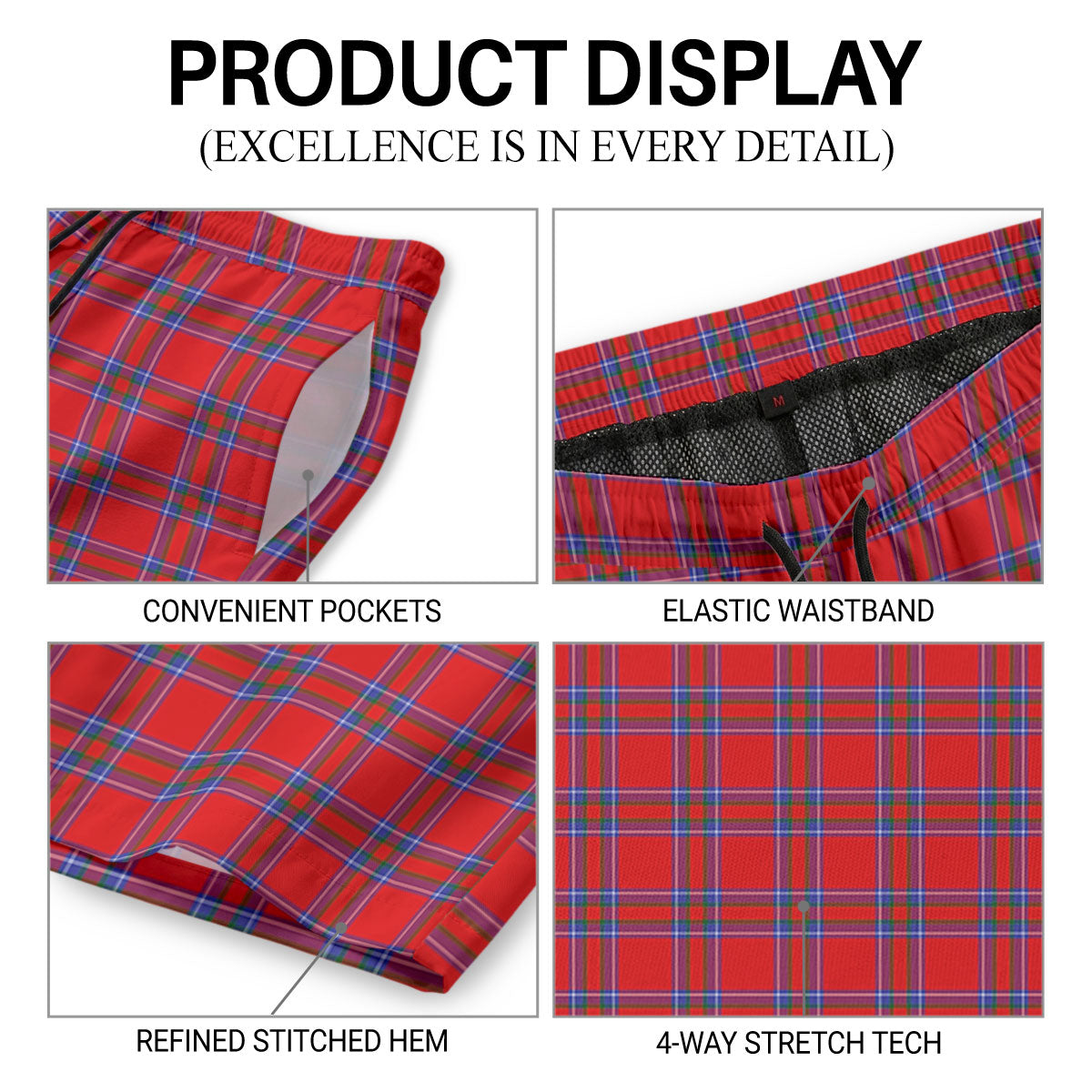 Rait Tartan Crest Men's Beach Shorts
