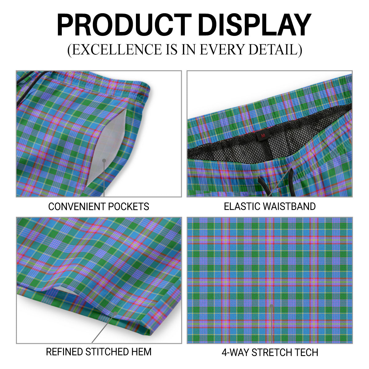 Ralston Tartan Crest Men's Beach Shorts