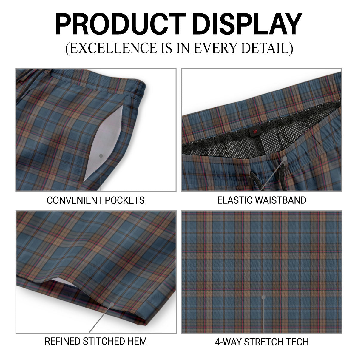 Renton Tartan Crest Men's Beach Shorts