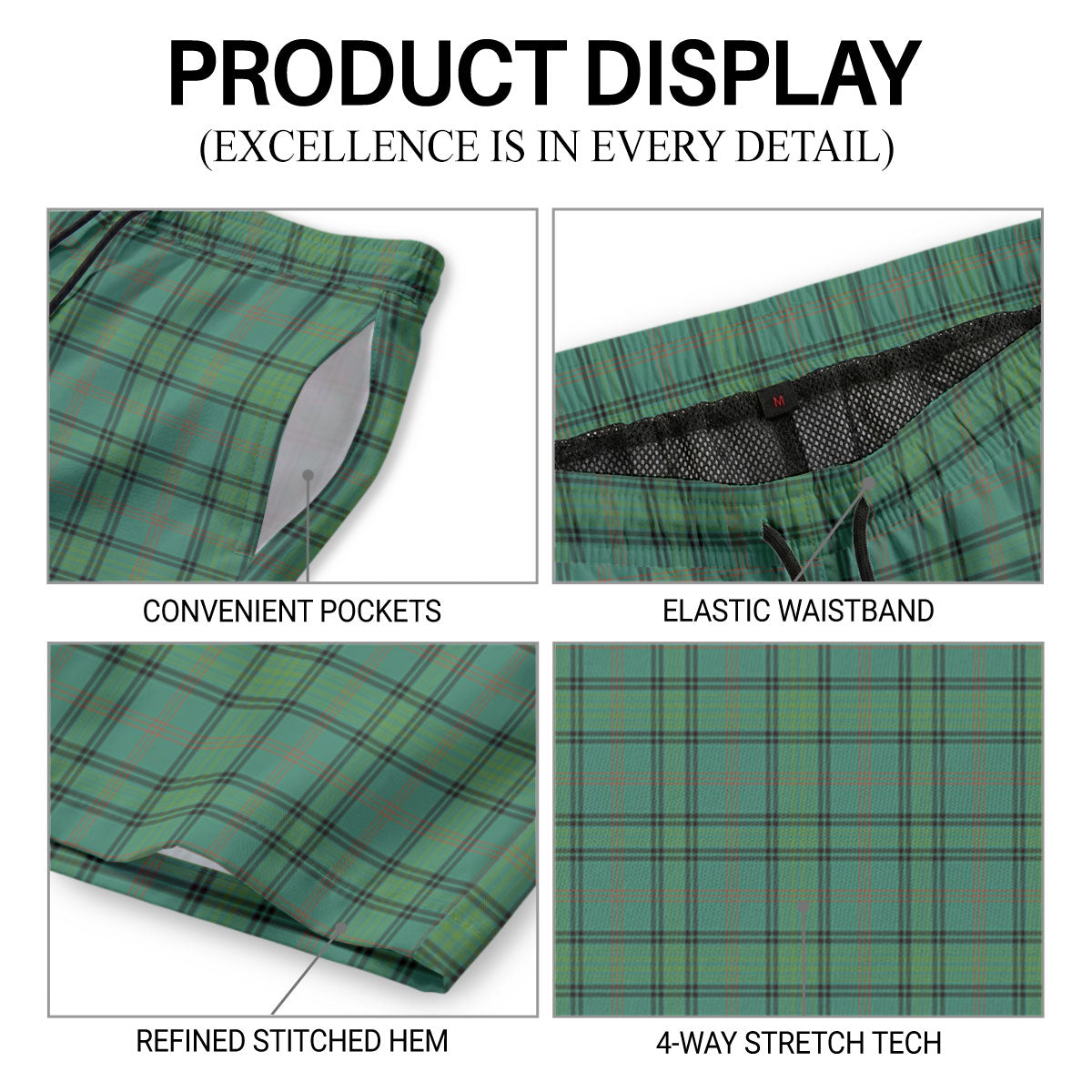 Ross Hunting Ancient Tartan Crest Men's Beach Shorts