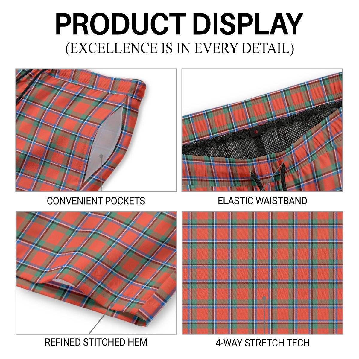 Sinclair Ancient Tartan Crest Men's Beach Shorts