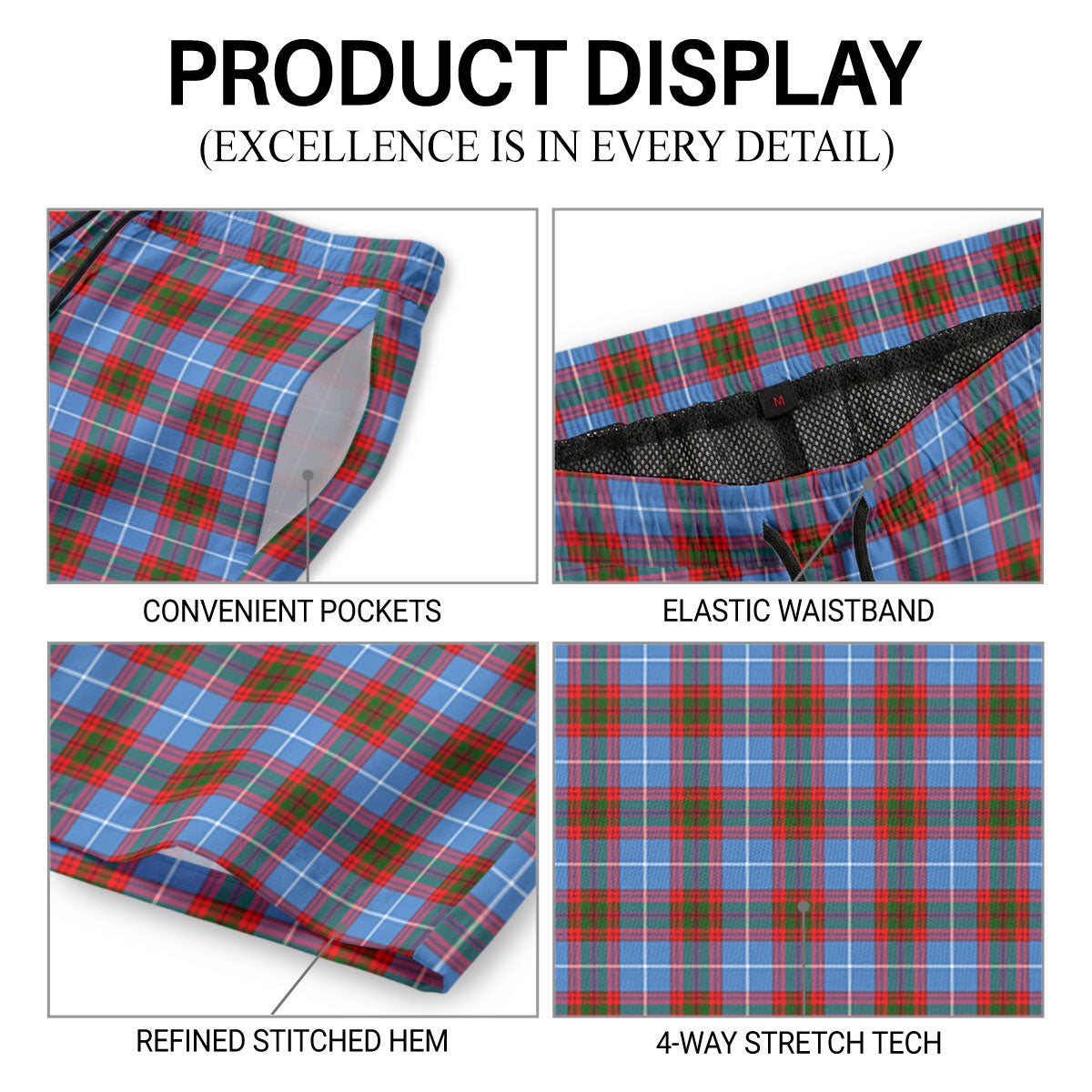Skirving Tartan Crest Men's Beach Shorts