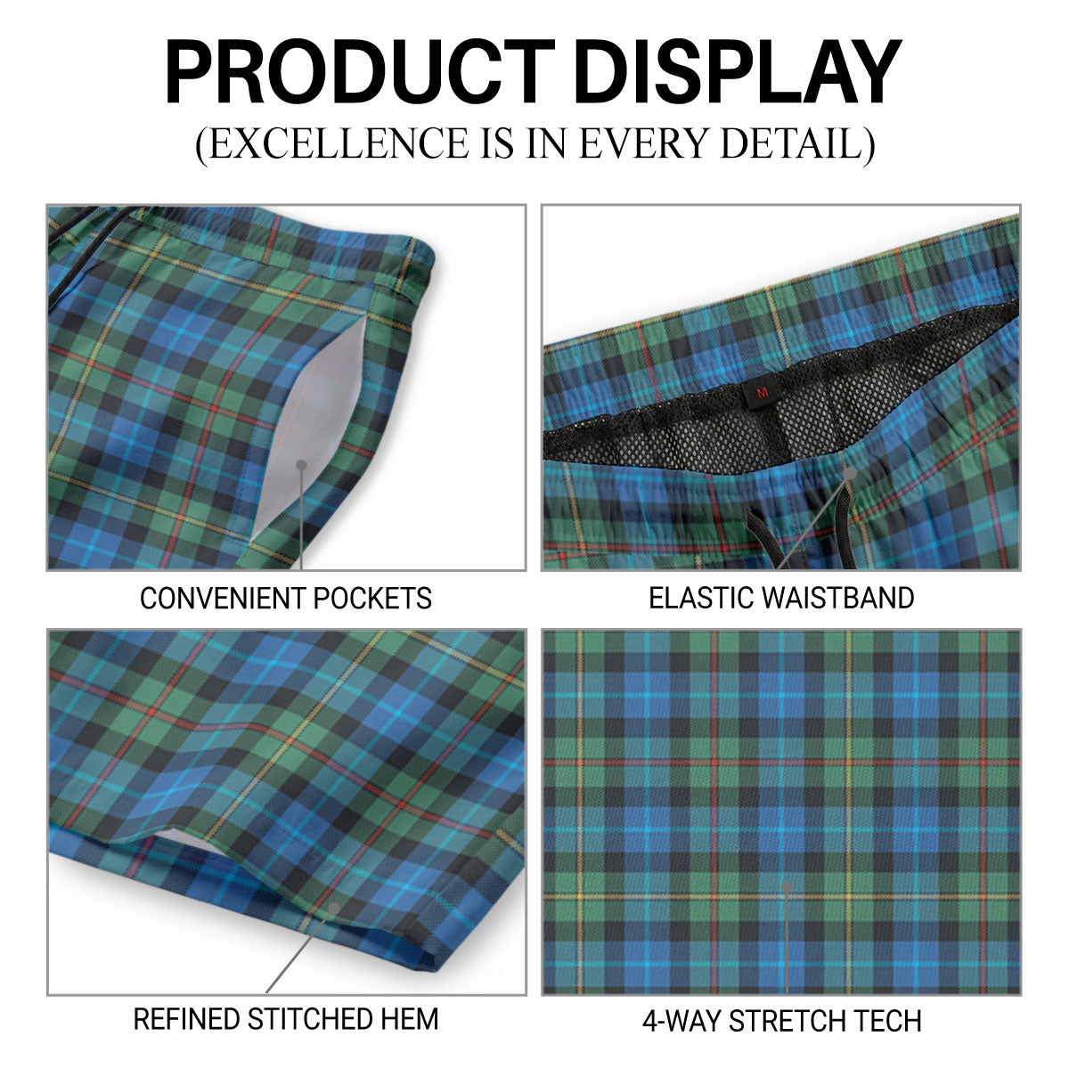 Smith Ancient Tartan Crest Men's Beach Shorts