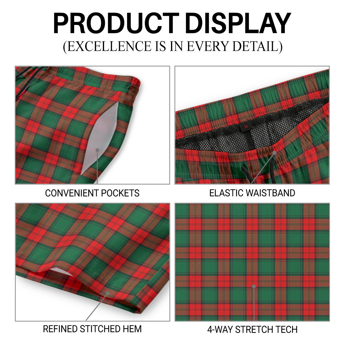 Stewart Atholl Modern Tartan Crest Men's Beach Shorts