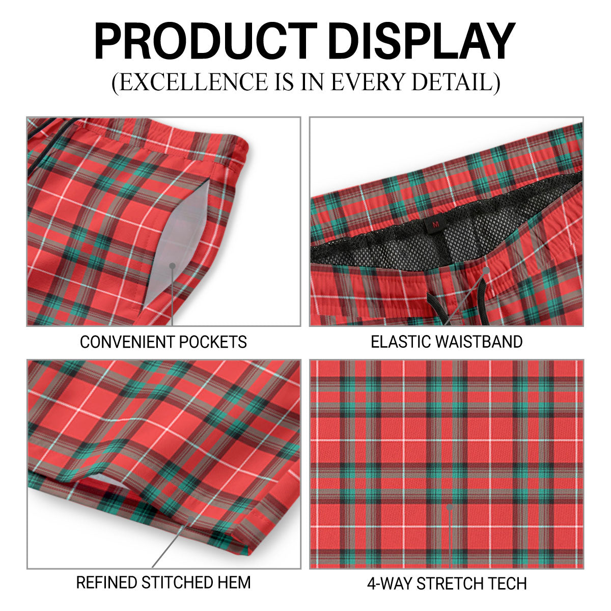 Stewart (Stuart) of Bute Tartan Crest Men's Beach Shorts