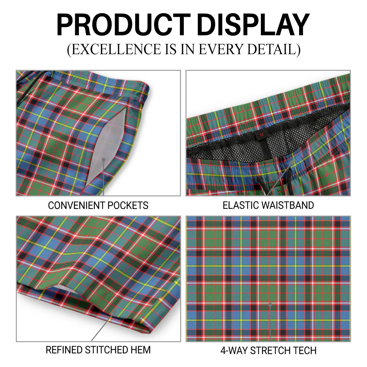 Stirling (of Cadder-Present Chief) Tartan Crest Men's Beach Shorts