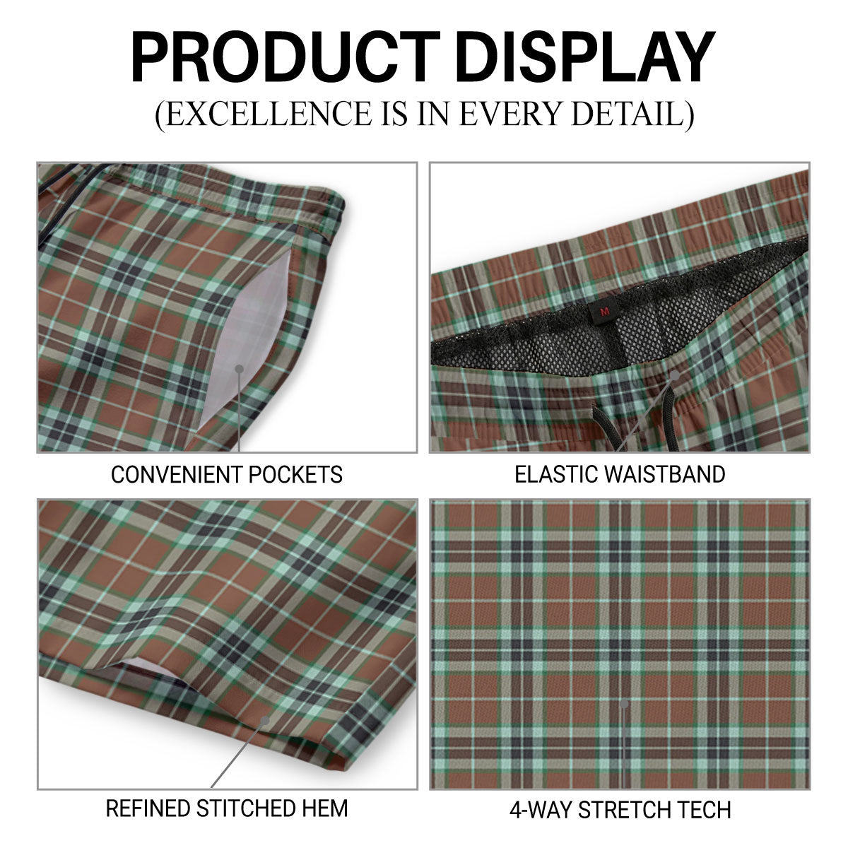 Thomson Hunting Modern Tartan Crest Men's Beach Shorts