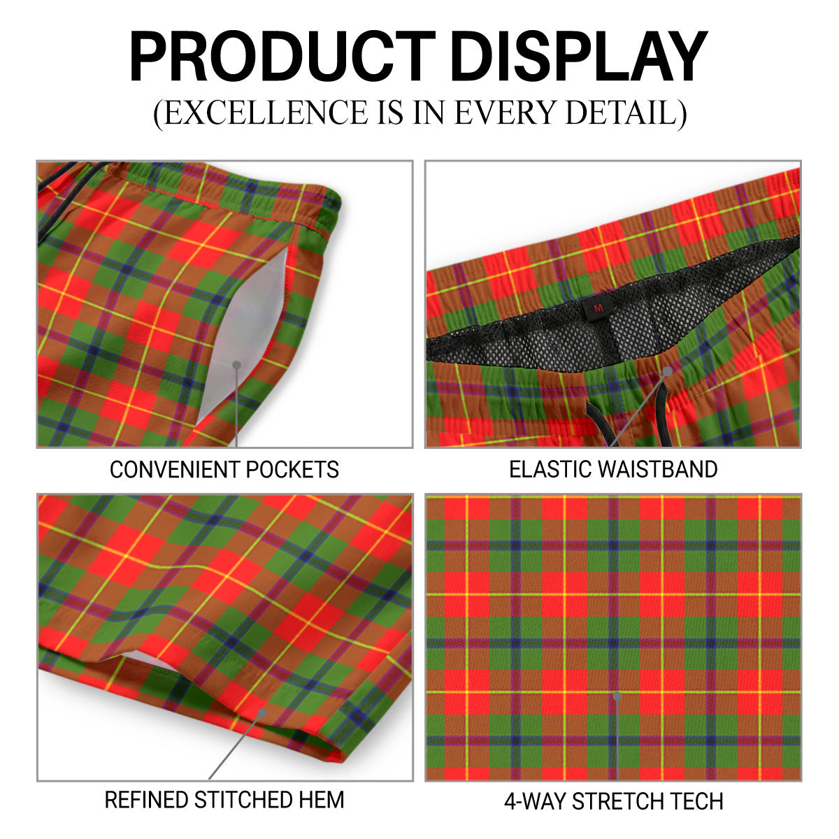 Turnbull Dress Tartan Crest Men's Beach Shorts