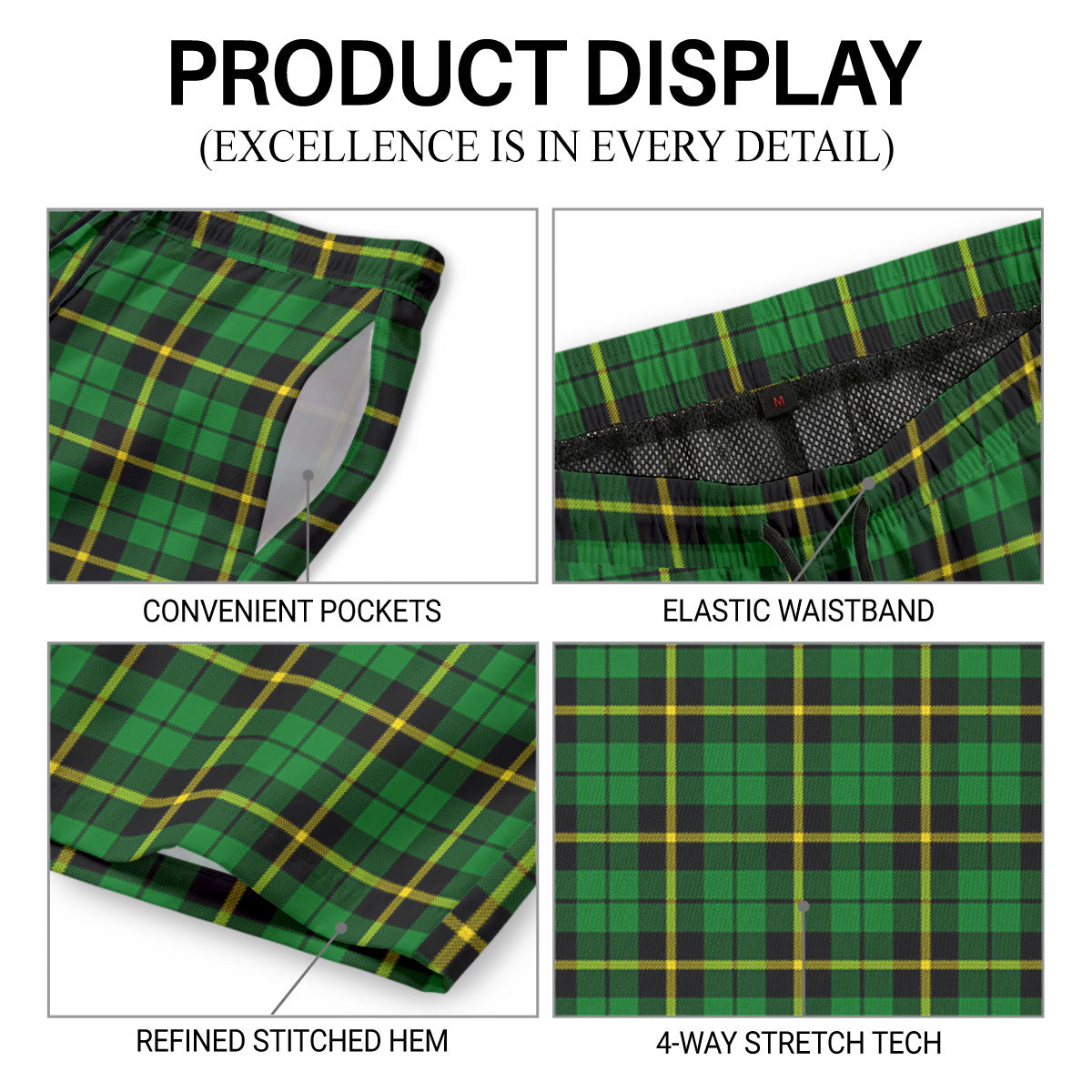 Wallace Hunting Modern Tartan Crest Men's Beach Shorts
