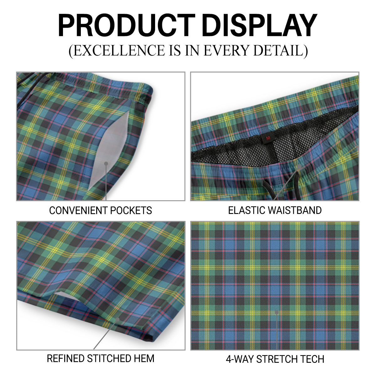 Watson Ancient Tartan Crest Men's Beach Shorts