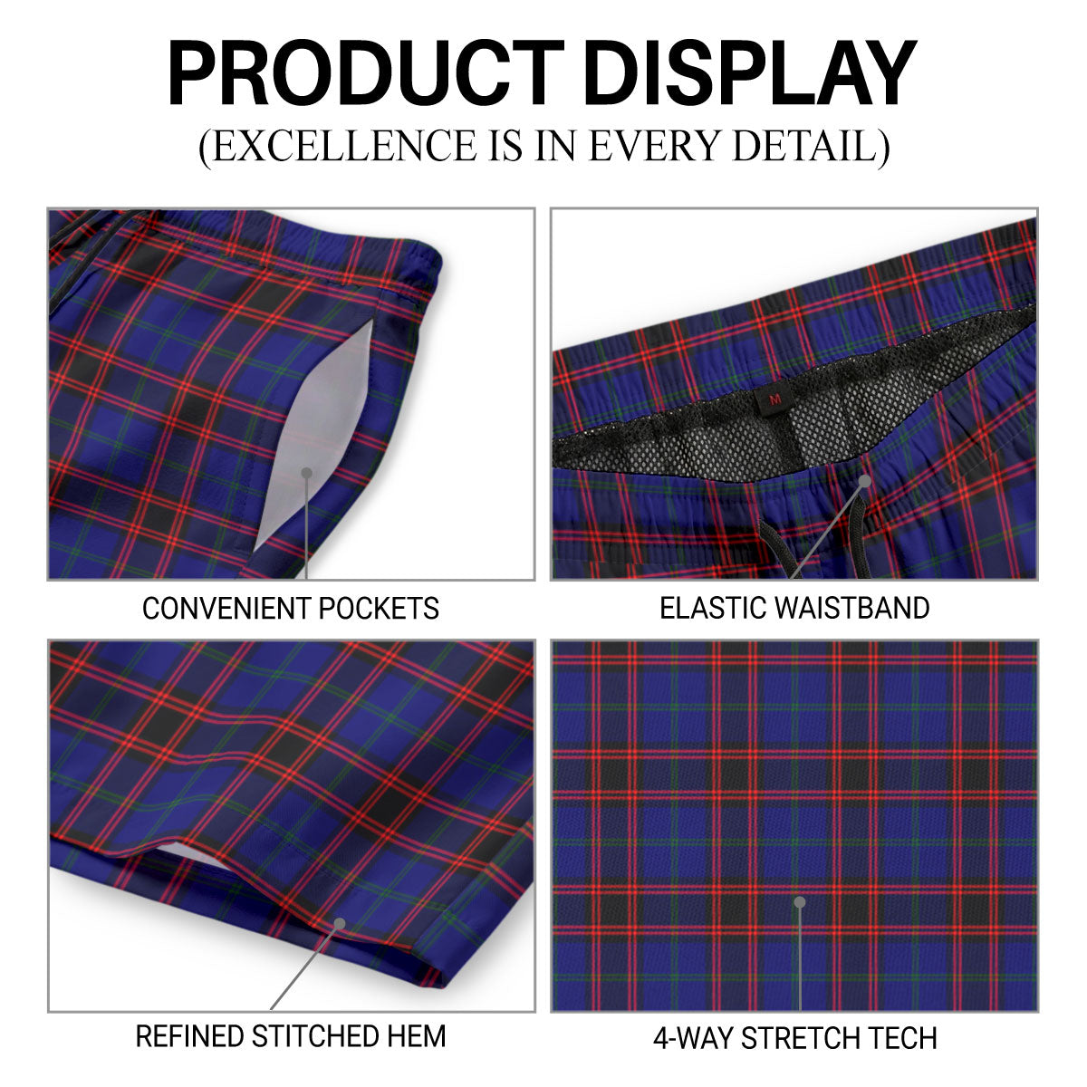 Wedderburn Tartan Crest Men's Beach Shorts