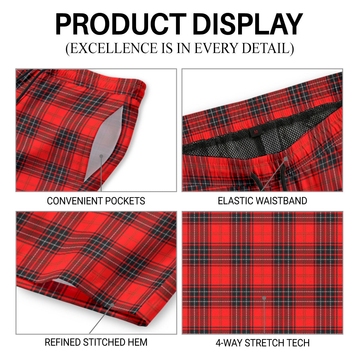 Wemyss Modern Tartan Crest Men's Beach Shorts